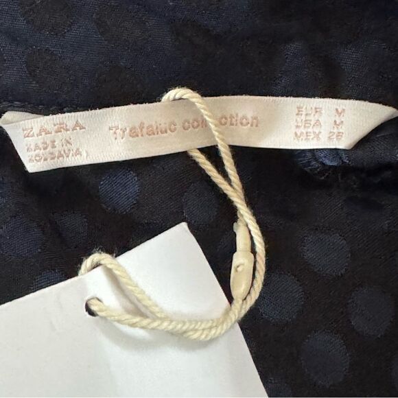 Zara Navy On Navy Polka Dot Dress Size Medium - Picture 6 of 7